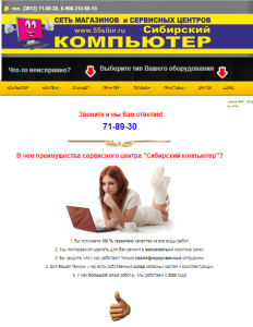 дизайн сайта 55sibir.ru Сети магазинов и сервисных центров "Сибирский компьютер"